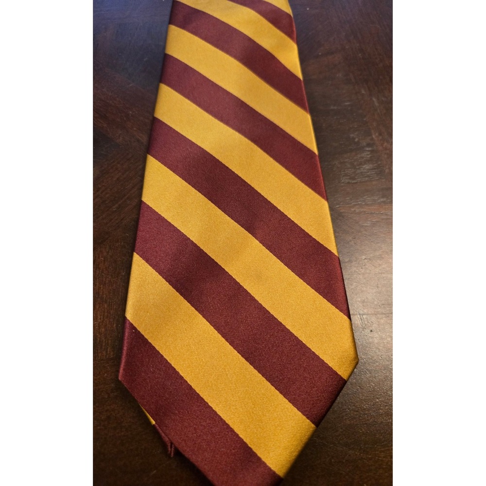 Alexander Logan Neckwear‎ Mens Burgundy Gold Striped Tie Handmade Polyester